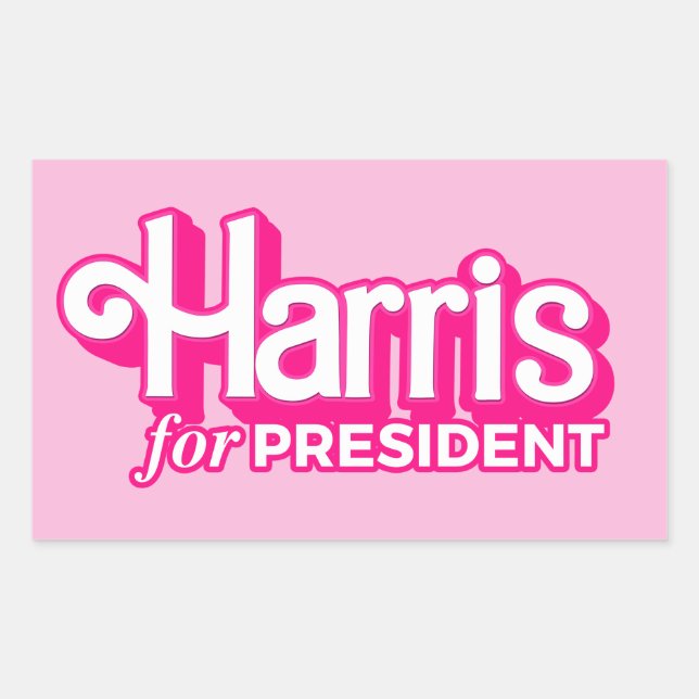 Harris für President Pink Style Rechteckiger Aufkleber (Vorderseite)
