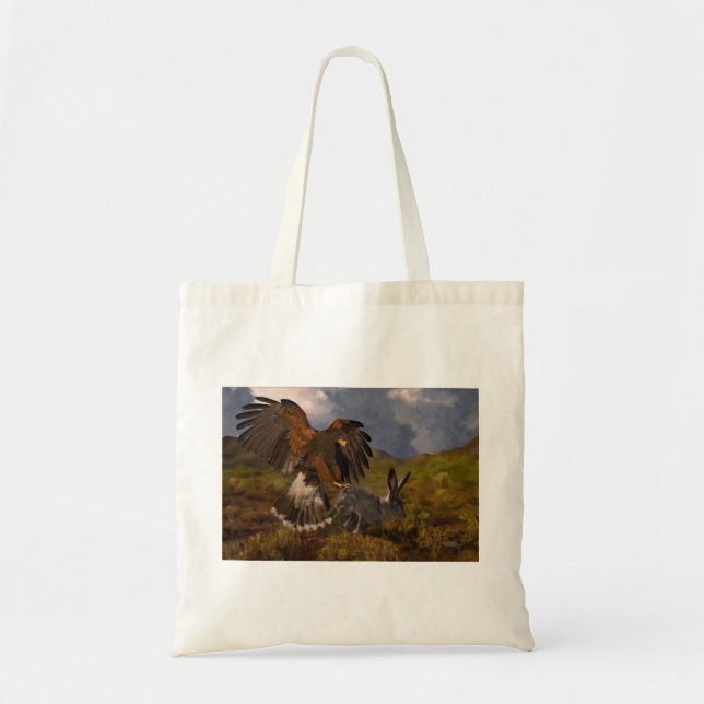 Harris Hawk und Jackrabbit - Acryl Tragetasche (Vorne)