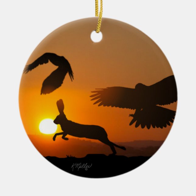 Harris Hawks Jagdornament Keramik Ornament (Vorne)