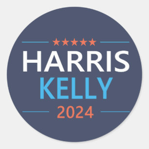 Harris Kelly 2024 Kamala Harris Democrat Runder Aufkleber