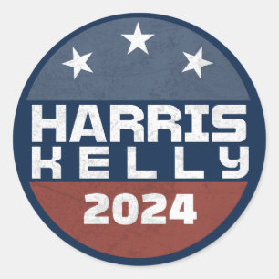 Harris Kelly 2024 Vintage Rot Blau Kampagne Runder Aufkleber