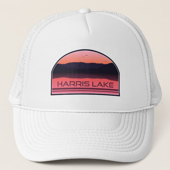 Harris Lake North Carolina Red Sunrise Truckerkappe (Vorderseite)