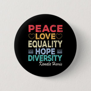 Harris Peace Liebe Equality Hope Diversity Retro Button
