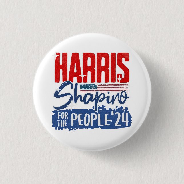 Harris Shapiro 2024 für die US-Flagge des Volkes Button (Vorderseite)