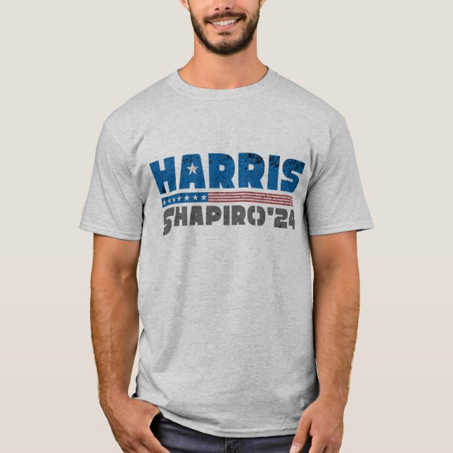 Harris Shapiro 2024 Patriotischer Vintager Streife T-Shirt (Vorderseite)