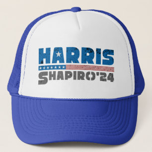 Harris Shapiro 2024 Patriotischer Vintager Streife Truckerkappe