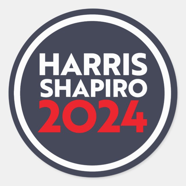 HARRIS SHAPIRO 2024 RUNDER AUFKLEBER (Vorderseite)