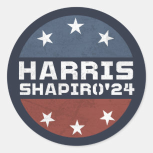 Harris Shapiro 2024 Vintag Red Blue Runder Aufkleber
