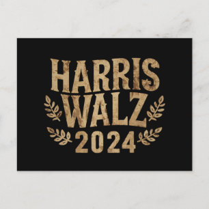 Harris Tim Walz Crest Vintage Harris Waltz 2024  Postkarte