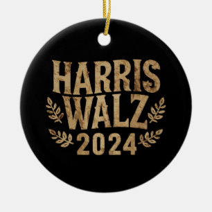 Harris Tim Walz Wappen Vintage Harris Waltz 2024  Keramik Ornament