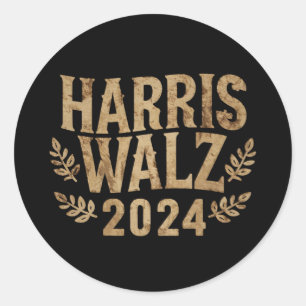 Harris Tim Walz Wappen Vintage Harris Waltz 2024  Runder Aufkleber