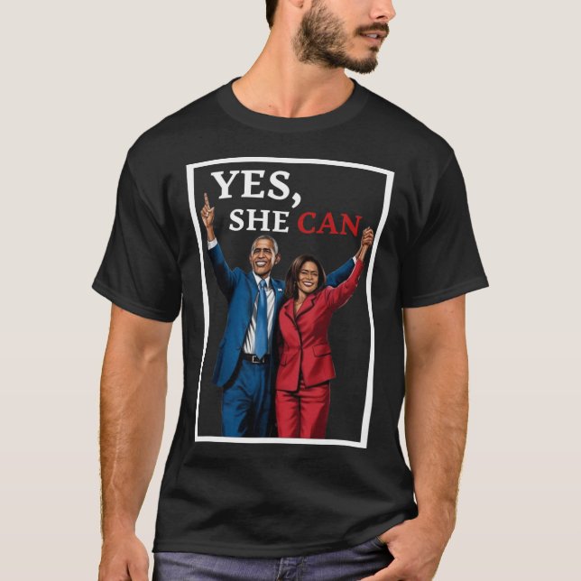 Harris und Barack Obama für die Wahlen 2024 T-Shirt (Vorderseite)