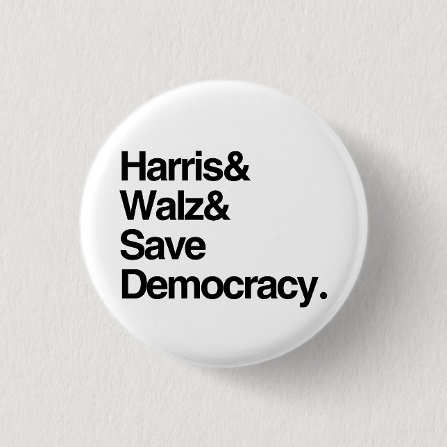 Harris und Walz und Rett Demokratie Button (Vorderseite)