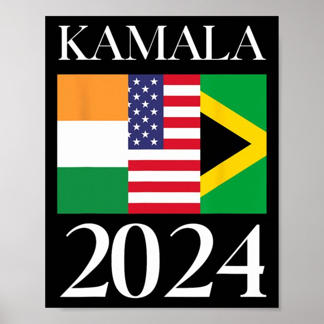 Harris Vote 2024 Indische jamaikanische Flagge Poster (Vorne)