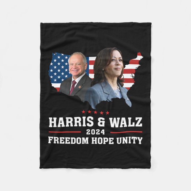 Harris W 2024 Freedom Hope Unity Political Kamala Fleecedecke (Vorderseite)