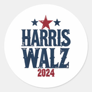 Harris W 2024 Wahl Kamala Harris Tim Waltz 202 Runder Aufkleber