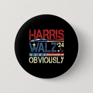 Harris W Offensichtlich! Harris Waltz Wahl 2024 Button