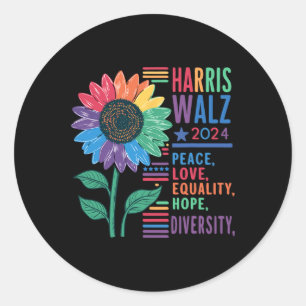 Harris W Peace Liebe Equality Hope Diversity Kamal Runder Aufkleber