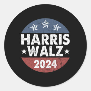 Harris W Waltz 2024 Retro Vintage Runder Aufkleber