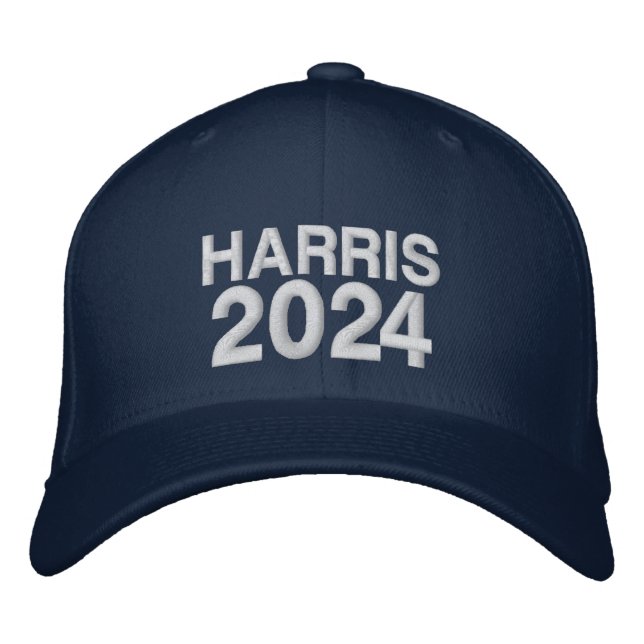Harris-Wahl 2024 zur modernen weißen Typografie Bestickte Baseballkappe (Vorderseite)