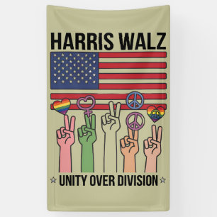 Harris Waltz 2024 Einheit über Spaltung Banner