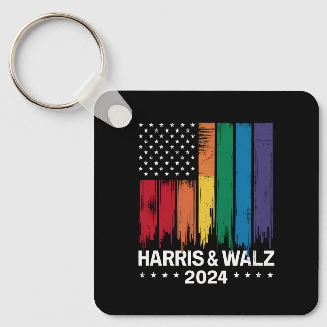 Harris Waltz 2024 Election Gay Tim Waltz LGBTQ Schlüsselanhänger (Vorderseite)