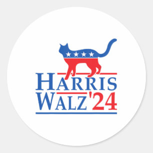 Harris Waltz 2024 Funny Cat Election Kamala Harris Runder Aufkleber