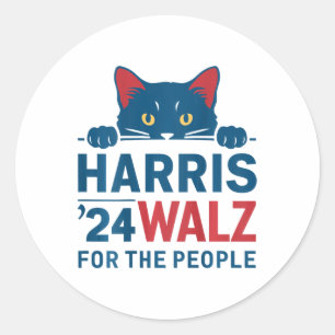 Harris Waltz 2024 für das Volk Funny Cat Lady Ka Runder Aufkleber