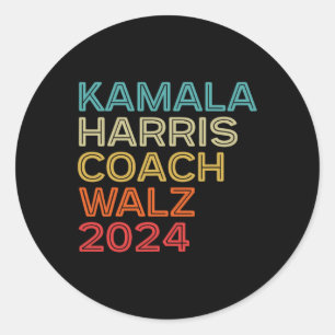 Harris Waltz 2024 Kamala Harris Coach W 2024 Retro Runder Aufkleber