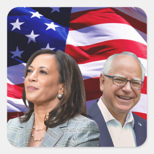 Harris Waltz 2024 - Kamala Harris Tim Waltz Quadratischer Aufkleber