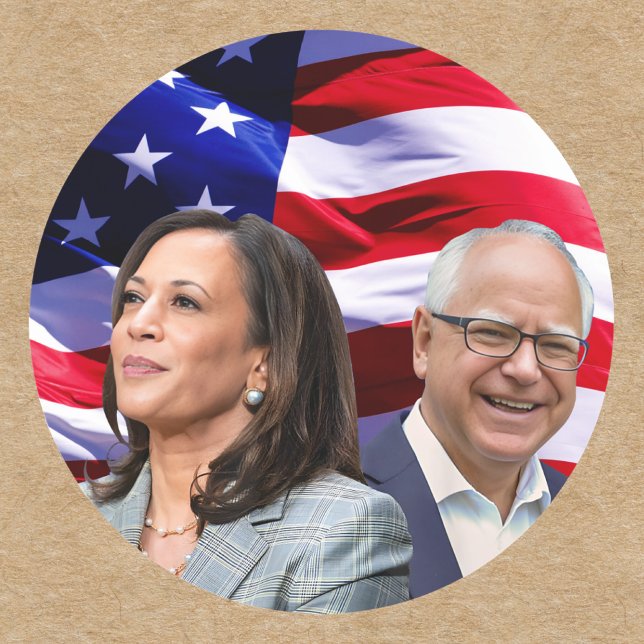Harris Waltz 2024 - Kamala Harris Tim Waltz Runder Aufkleber (Von Creator hochgeladen)