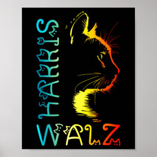 Harris Waltz 2024 Kamala Wheimer Funny Cat Lady Su Poster