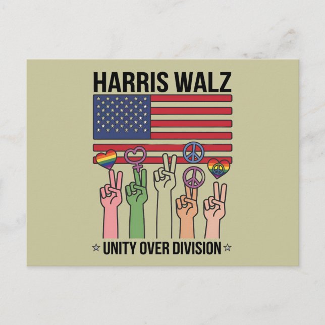 Harris Waltz 2024 Unity over Division Postkarte (Vorderseite)