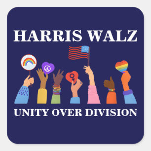 Harris Waltz 2024 Unity over Division Quadratischer Aufkleber