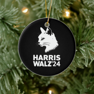 Harris Waltz 2024 Wahl Funny Cat Kamala Tim Keramik Ornament