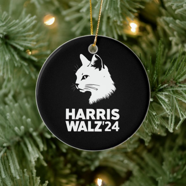 Harris Waltz 2024 Wahl Funny Cat Kamala Tim Keramik Ornament (Baum)