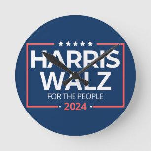 Harris Waltz 2024 Wahl Kamala Harris Tim Waltz Runde Wanduhr