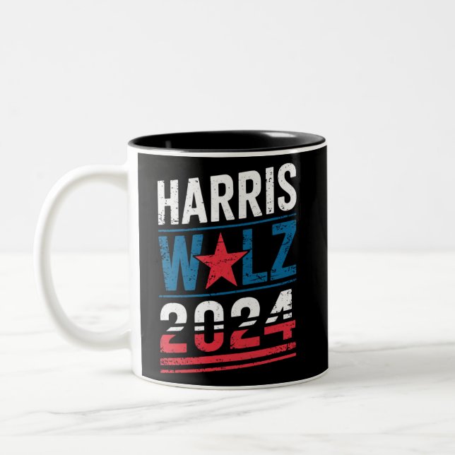 Harris Waltz 2024 Wahl Kamala Harris Tim Waltz Zweifarbige Tasse (Links)