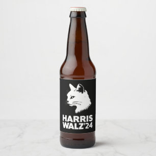 Harris Waltz 2024 Wahl Lustige Katze Kamala Tim Bierflaschenetikett