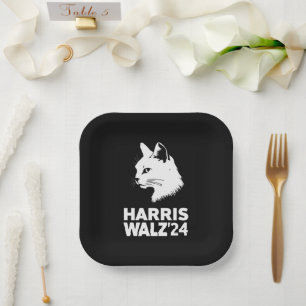 Harris Waltz 2024 Wahl Lustige Katze Kamala Tim Pappteller