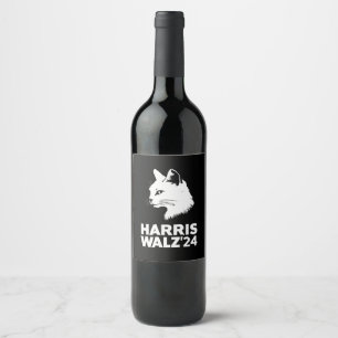 Harris Waltz 2024 Wahl Lustige Katze Kamala Tim Weinetikett