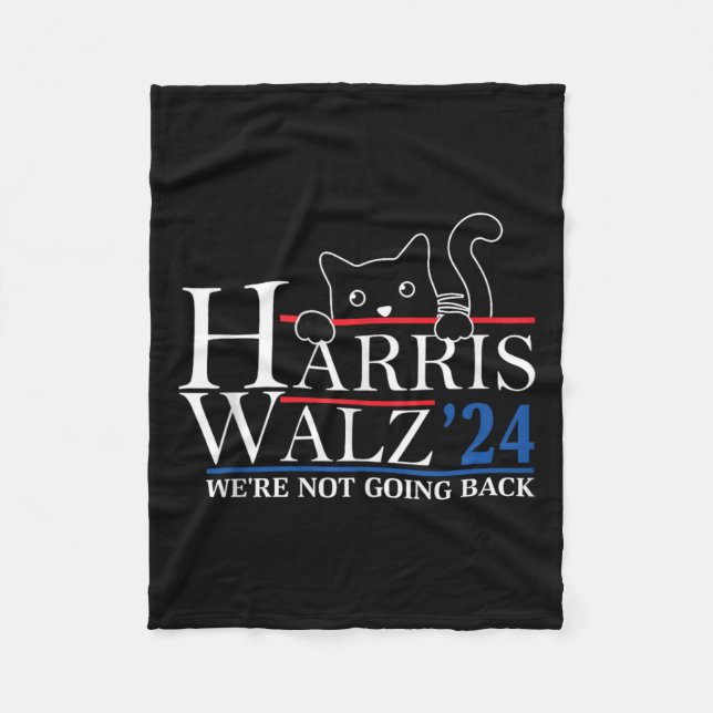 Harris Waltz 2024 Wir gehen nicht zurück Funny Cat Fleecedecke (Vorderseite)