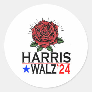 Harris Waltz Vote Kamala Blume 2024 Runder Aufkleber