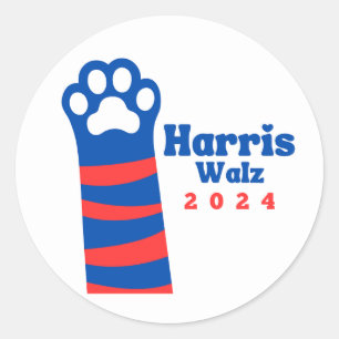 Harris Walz 2024 Cat Ladys Democrat Wahl Runder Aufkleber