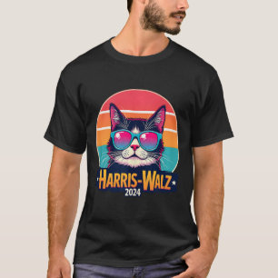 Harris Walz 2024 Cat Sonnenbrille Retro Vintag T-Shirt