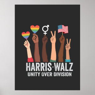Harris Walz 2024 Einigkeit gegenüber LGBT-Wahlen i Poster