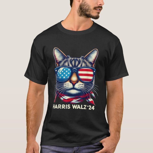Harris Walz 2024 Funny Cat Election Kamala Harris T-Shirt (Vorderseite)
