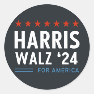 Harris Walz 2024 für Amerika Runder Aufkleber