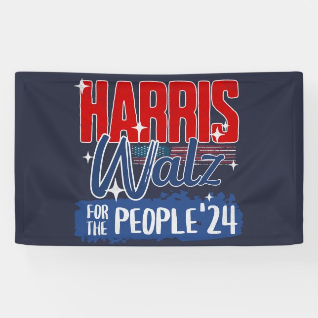 Harris Walz 2024 für den Demokraten für das Volk Banner (Horizontal)