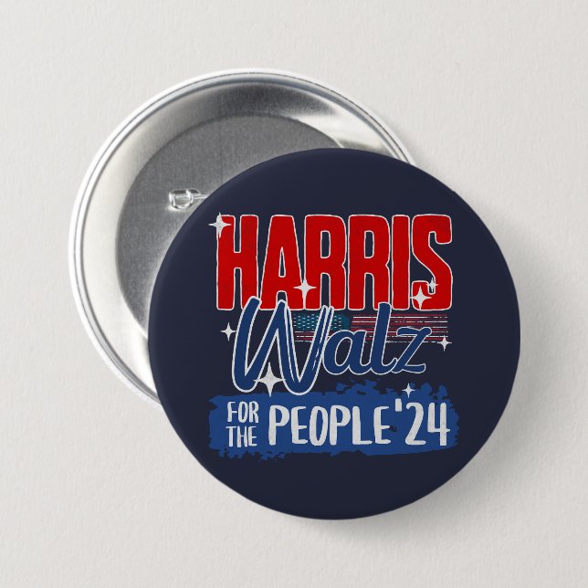 Harris Walz 2024 für den Demokraten für das Volk Button (Vorne & Hinten)